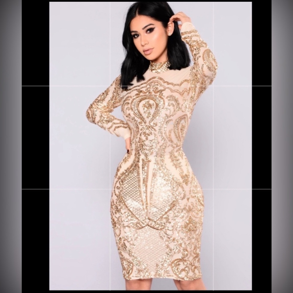Ladies Fashion Nova Calcy Sequin Mesh Dress